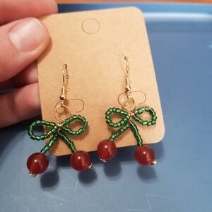 Beaded Holley bow earrings
